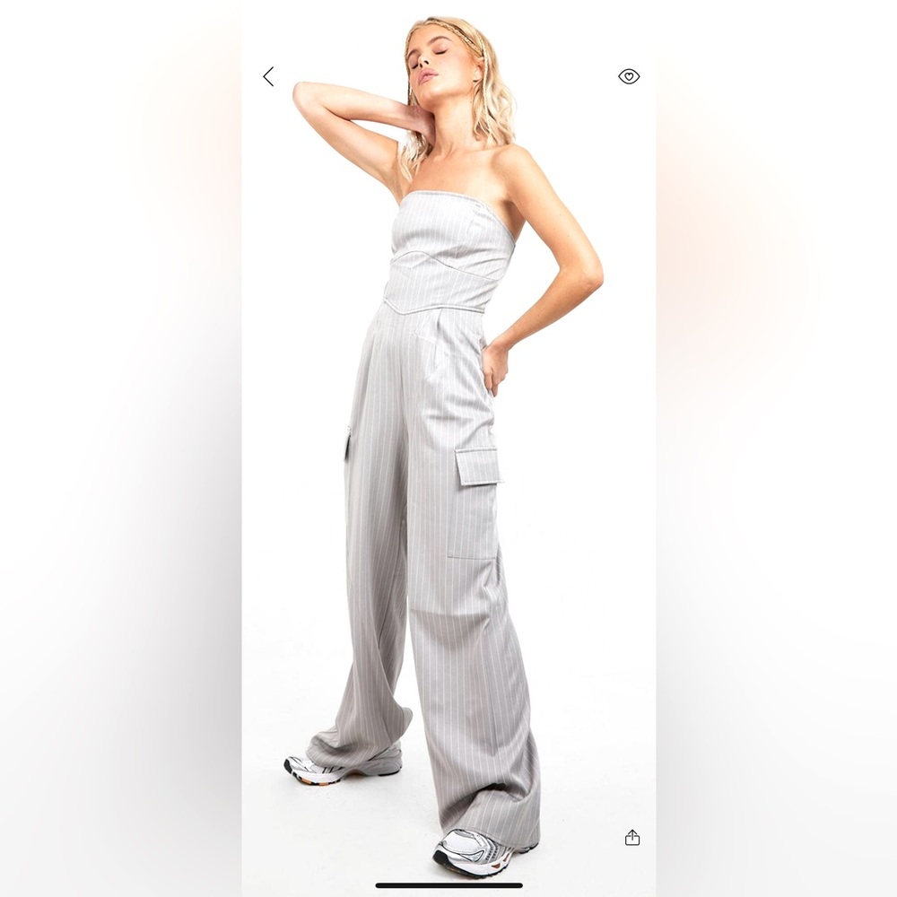 NWT, adorable, Bandeau cargo pocket, wide leg jumpsuit!